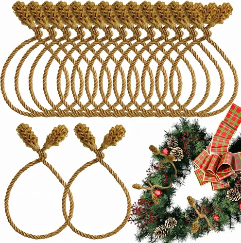 Vista 9 de 16 piezas de ataduras de guirnalda de Navidad marrón - Ataduras reutilizables y flexibles para barandillas de decoración para pasamanos