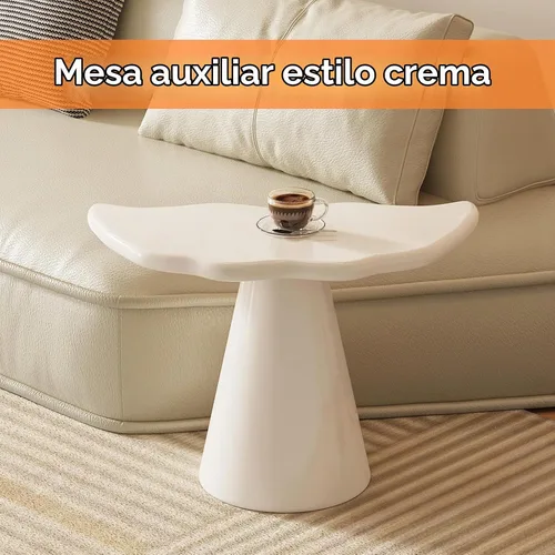 Vista 5 de Mesa auxiliar en forma de nube, mesa de cóctel moderna para sala de estar de espacio pequeño, mesa auxiliar con base de pedestal cónica, altura