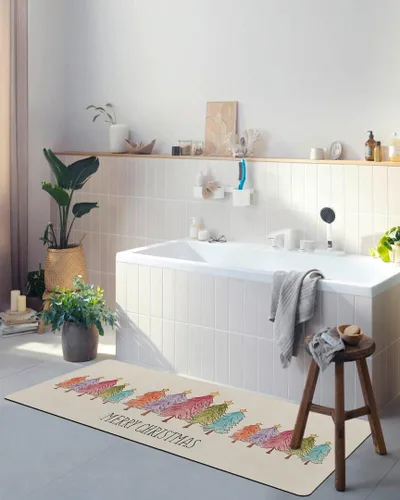 Vista 4 de Tapete de baño de Navidad para bañera, antideslizante, de secado rápido y absorbente, tierra de diatomeas, fregadero, dormitorio, cocina, tapete