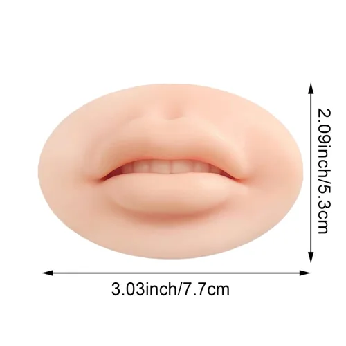 Vista 2 de Módulo de labios de práctica de tatuaje 3D, boca abierta con dientes, silicona suave, piel falsa realista, piel de práctica de microblading