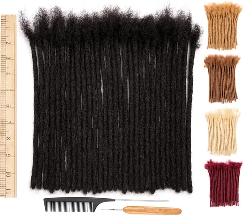Vista 30 de DAIXI 0.2cm y 0.4cm y 0.6cm y 0.8cm de grosor 4-18 pulgadas 10 hebras extensiones de rastas de cabello humano 100% real para hombres/mujeres
