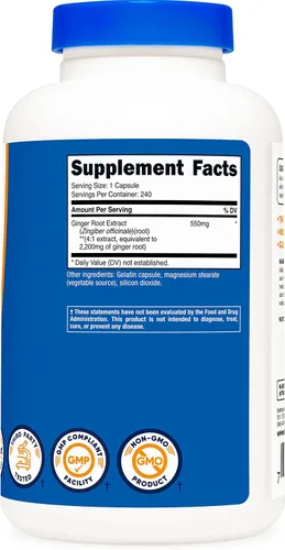 Vista 4 de Nutricost Extracto de raíz de jengibre 550 mg, 240 cápsulas (2 botellas)