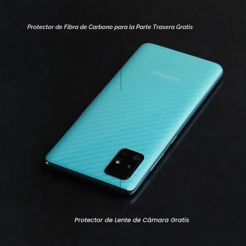 Vista 4 de Ibywind Protector de pantalla para SamSung Galaxy A51, con 2 piezas de vidrio templado, 1 protector de lente de cámara, 1 película de fibra