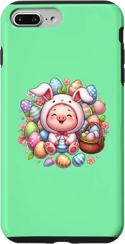 Vista 9 de iPhone 15 Easter Pig in a Easter Bunny Costume Case