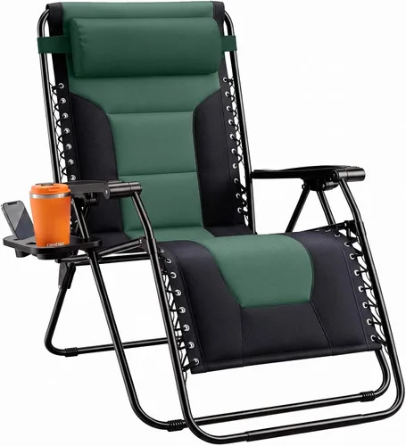 Vista 10 de NEWBULIG Juego de 2 sillas de gravedad cero, sillas reclinables plegables Gris