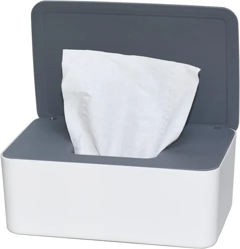 Vista 11 de Dispensador de toallitas para pañales, caja de almacenamiento de pañuelos, soporte dispensador de toallitas húmedas con tapa para el hogar, oficina