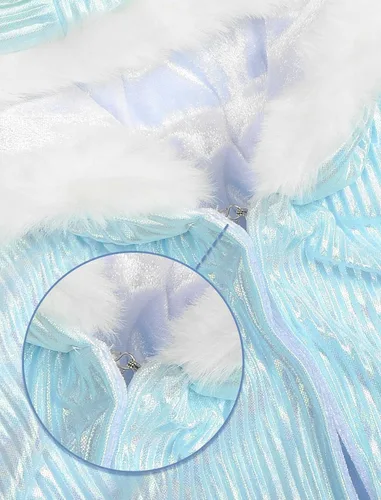 Vista 5 de Elsa - Disfraz de Elsa para niña, capa con capucha, vestido de princesa de Frozen para cosplay