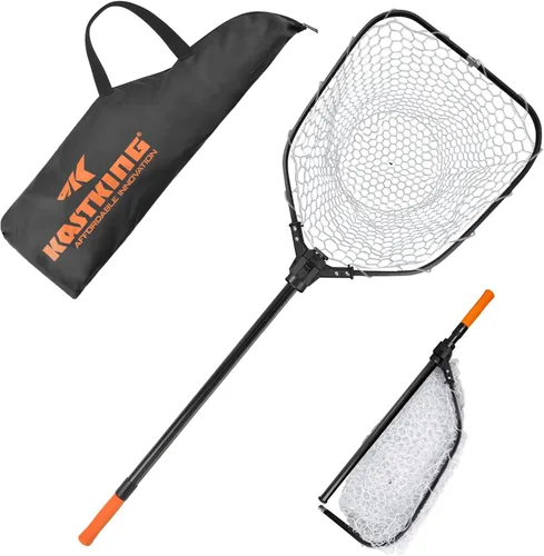 Vista 14 de KastKing Red de pesca Brutus, red de aterrizaje de peces plegable y extensible, red de pesca ligera y portátil con mango de espuma EVA suave