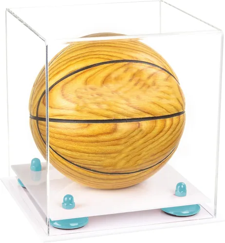 Vista 139 de Better Display Cases Mini acrílico - Miniatura (no tamaño completo) Baloncesto vitrina con elevadores negros y espejo (A015-BR)