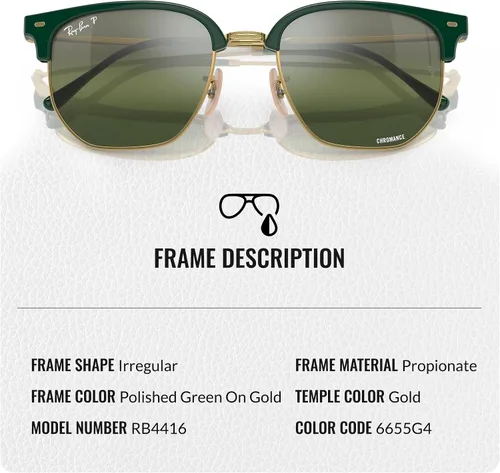Vista 45 de Ray-Ban RB4416 NEW CLUBMASTER - Gafas de sol de forma cuadrada redonda con kit oficial de gafas