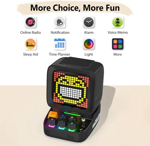Vista 8 de Divoom Pixoo Pixel Art Display y altavoz Bluetooth retro Ditoo Pro - Pixel Art personalizable, Bluetooth 5.0, para decoración creativa y diversión