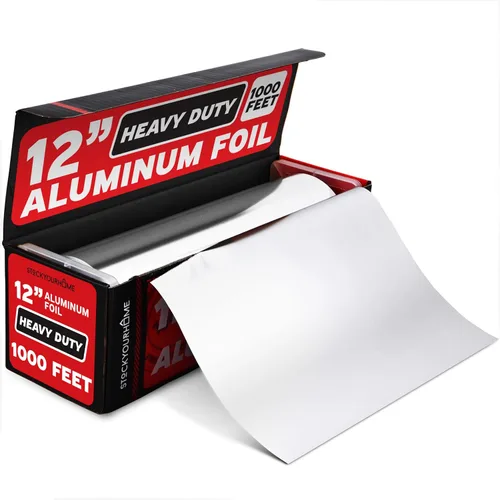 Vista 8 de Stock Your Home Rollo de papel de aluminio resistente, rollo de papel de aluminio de 300 pies x 12 pulgadas de ancho, papel de aluminio resistente