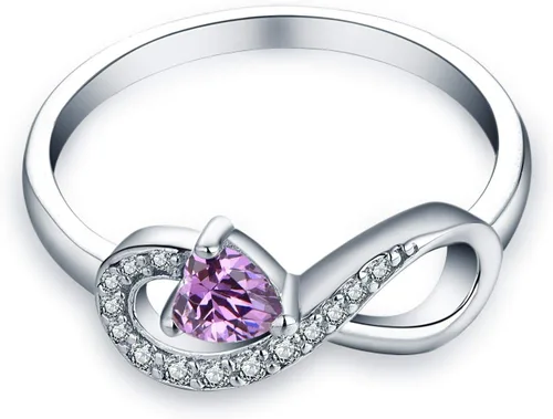 Vista 41 de Anillo Jo Wisdomo de compromiso. de plata esterlina, con corazón e infinito, anillo de amistad, para ella