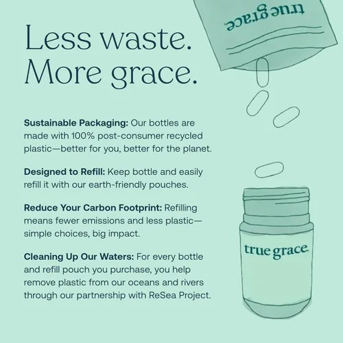 Vista 6 de True Grace Daily Women's Multivitamin 50+ - 60 tabletas fáciles de tragar - Inmune, energía, longevidad y apoyo de memoria - Vegano - Sin gluten