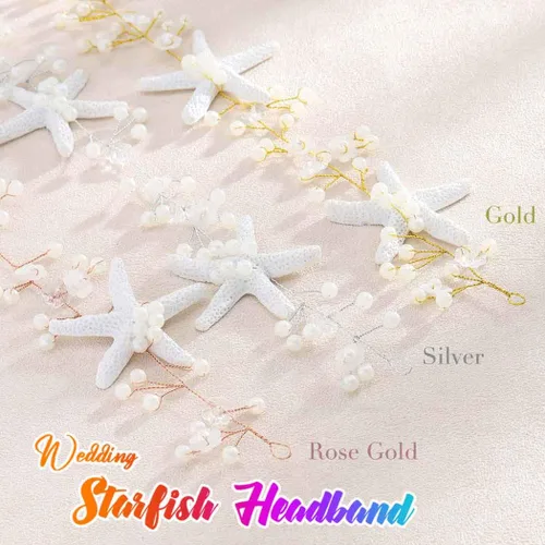 Vista 9 de Diadema de novia con estrella de mar, diadema de vid y perlas, accesorios para el cabello de boda en la playa, accesorios para el cabello