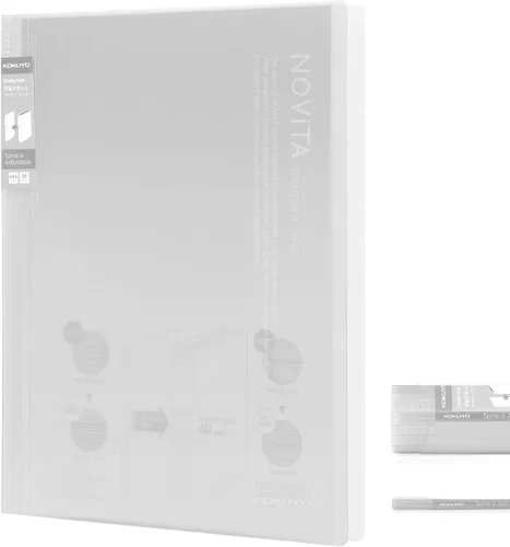 Vista 20 de Kokuyo – Carpeta de 20 bolsillos con fundas de plástico de 8.5"x11" (negra), carpeta expandible de portafolio de arte A4 y carta US con protectores