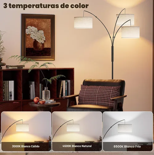Vista 4 de SIBRILLE - Lámparas de pie de 27 W para sala de estar, lámpara de pie regulable súper brillante, lámpara de pie moderna con control remoto y táctil