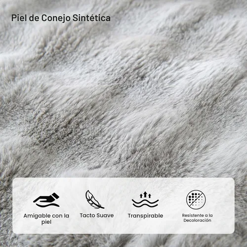 Vista 4 de AMWAN Funda de sofá de piel sintética de conejo ultra suave para sofá, cama, larga, gruesa, cálida, esponjosa, para perros, gatos, niños, manta