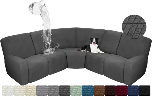 Vista 19 de ALIECOM Funda para Consola Central de Sillón Reclinable, Funda Elástica para Sofá Seccional Reclinable en Forma de L, Funda de Esquinas para Sofá