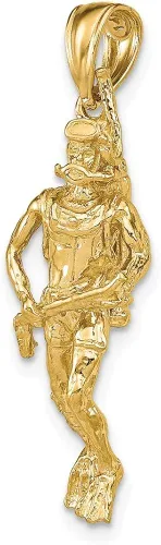 Vista 5 de Jewels By Lux 14K Yellow Gold 3D Scuba Diver Pendant