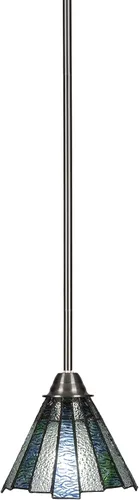 Vista 233 de Toltec Lighting Paramount - Mini colgante de 1 luz en acabado negro mate con cristal de arte perla de 7 pulgadas y estilo negro