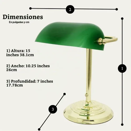 Vista 9 de LIGHTACCENTS Lámpara de escritorio estilo bancario tradicional con pantalla de vidrio verde y base de latón – Lámpara de escritorio clásica