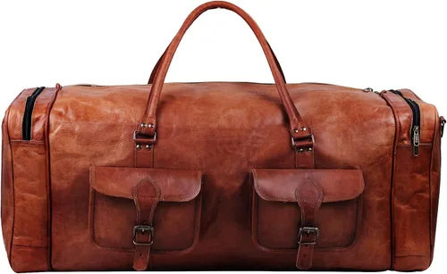 Vista 4 de Bolsas grandes de cuero para hombres de 30 pulgadas Una bolsa de viaje de cuero perfecta para hombres y mujeres Bolsa de cuero de gran