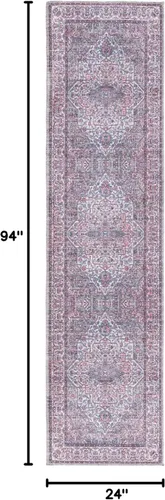 Vista 2 de Unique Loom Mangata Collection - Alfombra de área Mireille (Runner 2' 0" x 7' 10", Beige y Rosa/Azul Claro)