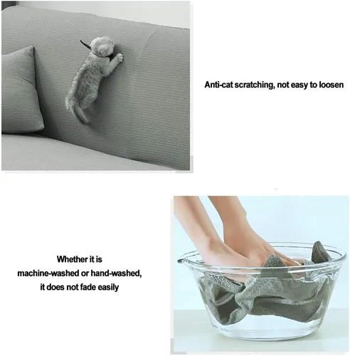 Vista 3 de ZHOUXIAO Fundas de sofá para sofá de 3 cojines para perros, impermeable, lavable, funda elástica para sofá, protector de muebles, funda de diván