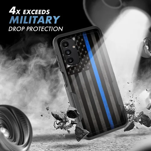 Vista 234 de Funda para Galaxy A14 5G, resistente de doble capa híbrida de policarbonato duro, goma suave, a prueba de golpes, funda protectora resistente