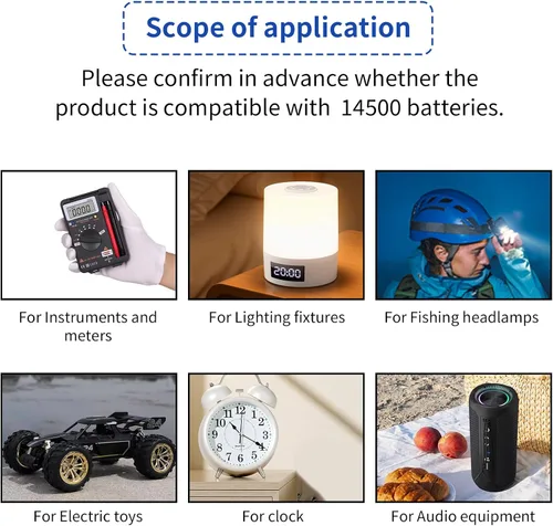 Vista 3 de Batería recargable 14500 de 3.7 voltios, 14500 baterías de litio de 500 mAh, conector JST de 2 pines con cable de carga (JST-2 Pin, 14500-500mAh)