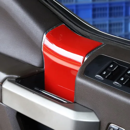 Vista 5 de JeCar 4 piezas de cubierta de panel de manija interior roja para Ford F150 2015-2020 accesorios interiores