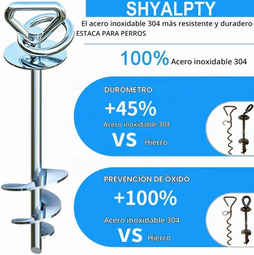 Vista 2 de Cable de amarre para perros y estaca para campamento, con cables resistentes de 2 x 20 pies (hasta 200 libras), anclaje giratorio de 360°