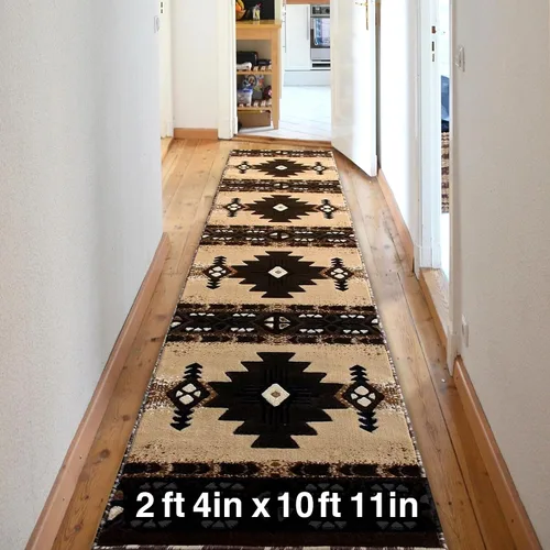 Vista 32 de YHSF South West - alfombra estilo nativo americano del suroeste C318 - fácil de limpiar, gruesa, suave, duradera, alfombra inspirada en tribus