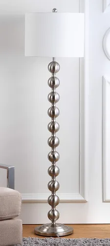 Vista 5 de SAFAVIEH - Colección de iluminación Reflections - Lámpara de pie moderna de granja rústica apilable de bola de níquel de 59 pulgadas, para sala