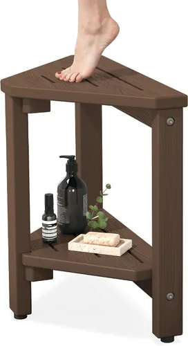 Vista 12 de SERWALL Reposapiés de ducha de 15 pulgadas para afeitarse piernas, taburete de ducha esquinero impermeable para ducha interior, banco de ducha