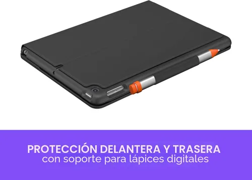 Vista 4 de Logitech Funda con teclado para iPad (7ª, 8ª y 9ª generación) Slim Folio con teclado inalámbrico integrado (grafito)