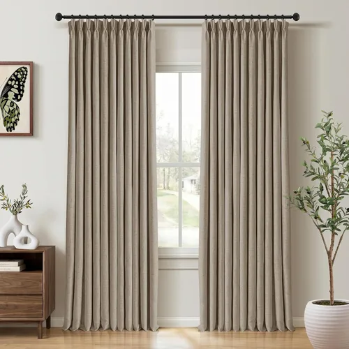 Vista 11 de CAPALOCA Cortinas extra de 60 pulgadas de ancho 100% opacas de 96 pulgadas Desnudo Natural