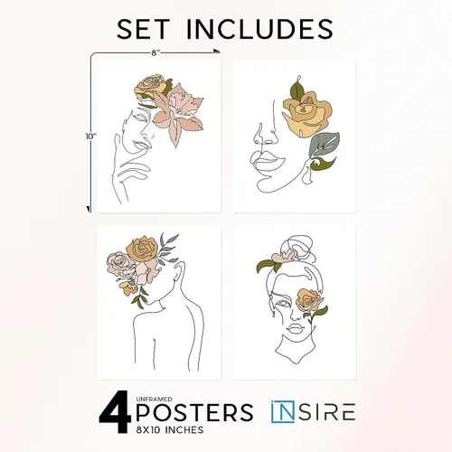 Vista 2 de Insire Arte de pared feminista, póster, arte de línea sin marco (8 x 10)