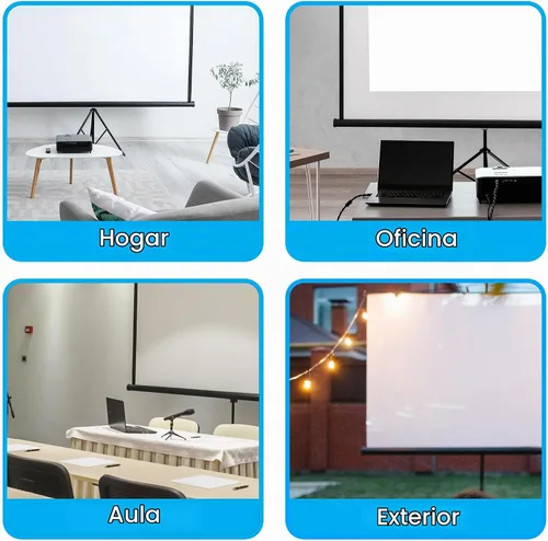 Vista 7 de Pyle Pantalla de proyector portátil de 80 pulgadas con soporte de trípode, pantalla enrollable plegable de configuración rápida con superficie