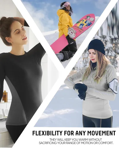 Vista 7 de WEERTI Ropa interior térmica para mujer, pantalones largos para mujer con forro de vellón, ropa interior larga para mujer, clima frío