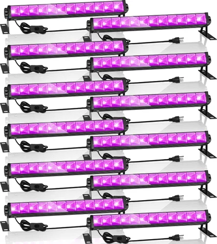 Vista 8 de Paquete de 2 barras de luz negra LED de 42W, luz negra con cable de 6 pies + interruptor + enchufe, suministros de fiesta de luces negras que