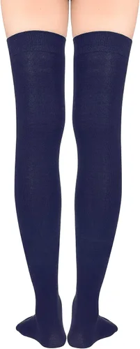 Vista 3 de Zando Calcetines largos hasta el muslo para mujer, calcetines altos de algodón por encima de la rodilla, calcetines finos hasta el muslo para uso