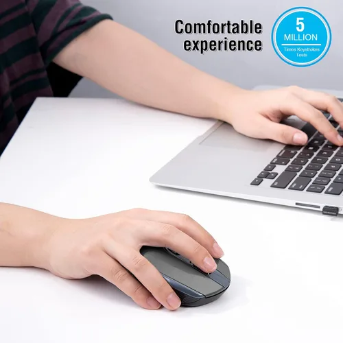 Vista 7 de Ratón inalámbrico, mouse inalámbrico silencioso de 2.4 G para laptop, mouse con 6 botones y 3 DPI ajustables para computadora, escritorio, MacBook
