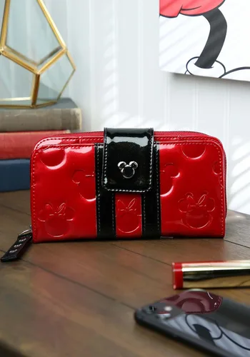 Vista 2 de Disney Mickey and Minnie Billetera en relieve, patente roja y negra, talla única, negro, rojo (Red/Black Patent)