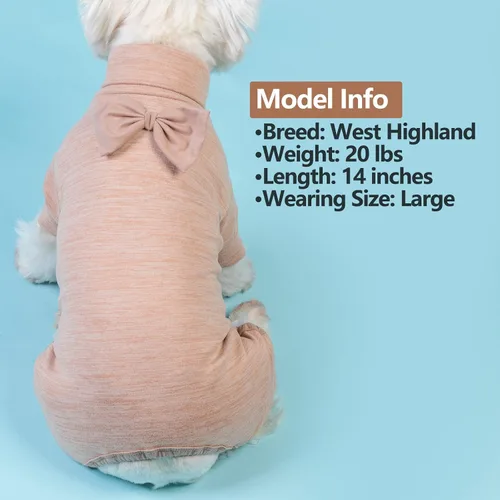 Vista 6 de KYEESE Pijamas para perros pequeños – Suéter elástico de cuello alto, abrigo de material súper suave y cálido con corbatín, pijama para perro