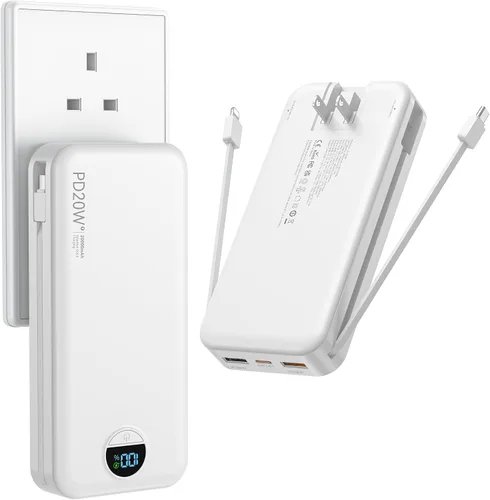 Vista 13 de Ffnpua Cargador portátil Power Bank 10000mAh PD20W con cables incorporados