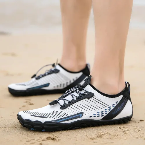 Vista 7 de Whatseaso Zapatos acuáticos para mujeres y hombres, de secado rápido, zapatos descalzos para buceo, natación, surf, aqua, caminar, playa, yoga
