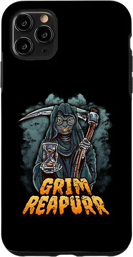 Vista 11 de iPhone 13 Grim Reapurr divertido disfraz de Halloween calabaza Parca gato caso