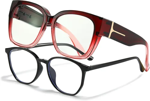Vista 10 de LVIOE Lentes con filtro de luz azul para mujeres y hombres, anteojos de bloqueo de luz azul de gran tamaño para llevar sobre anteojos LB7511